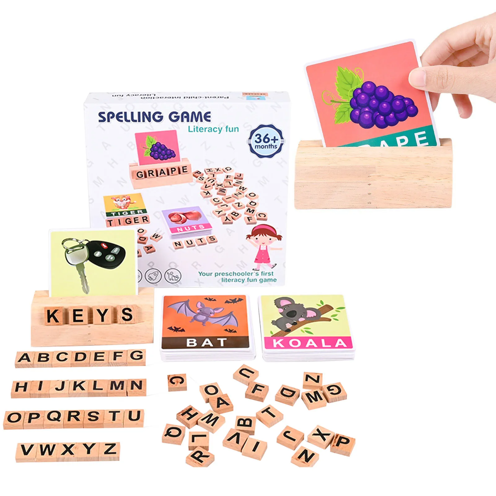 

Игрушки Монтессори, сочетающиеся игрушки для правописания, деревянные блоки для чтения для начинающих, читателей, сочетаются с буквами, гол...