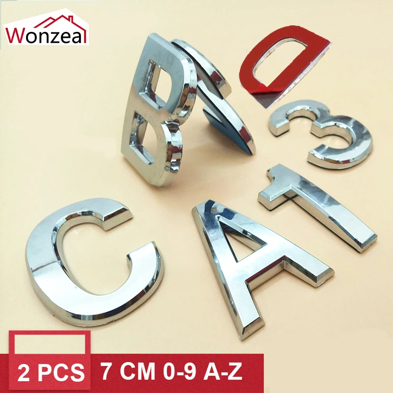 

2pcs 7cm ABS Self Adhesive Door Number Sign Number Digit Apartment Hotel Office Door Address Street Number Stickers Plate Sign