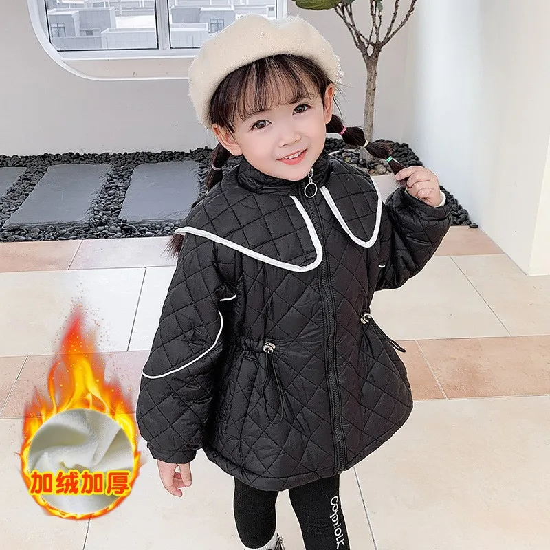 

Зимняя пуховая хлопковая куртка с лацканами для девочек, Детское пальто, Осенние сетчатые кардиганы, Рождественская верхняя одежда принцес...