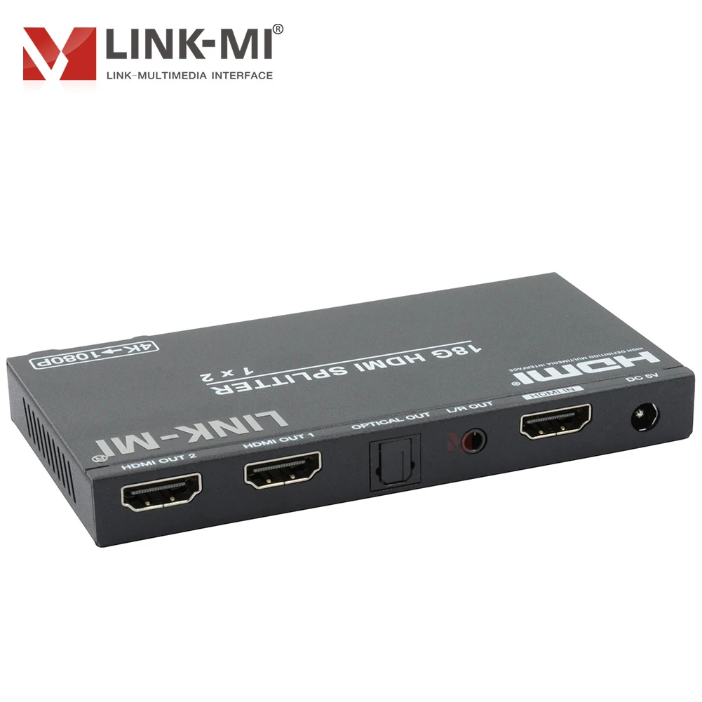 Фото LINK-MI 4K@60Гц 1x2 HDMI 2.0 сплиттер с экстрактором/скейлером звука, 1 вход 2 выхода, HDMI сплиттер 4K2K@50/60Гц 1x2, сплиттер-даскейлер №3