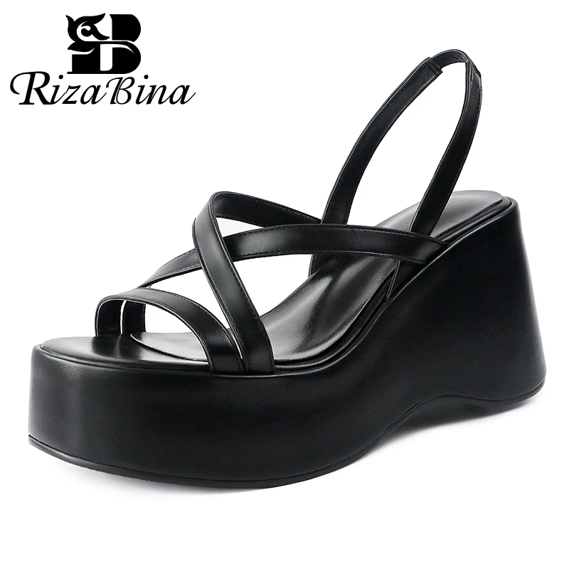 

RizaBina Size 36-43 Women Sandals Fashion Platform Heels Summer Gladiator Shoes Woman Wedges Office Lady Casual Daily Footwear