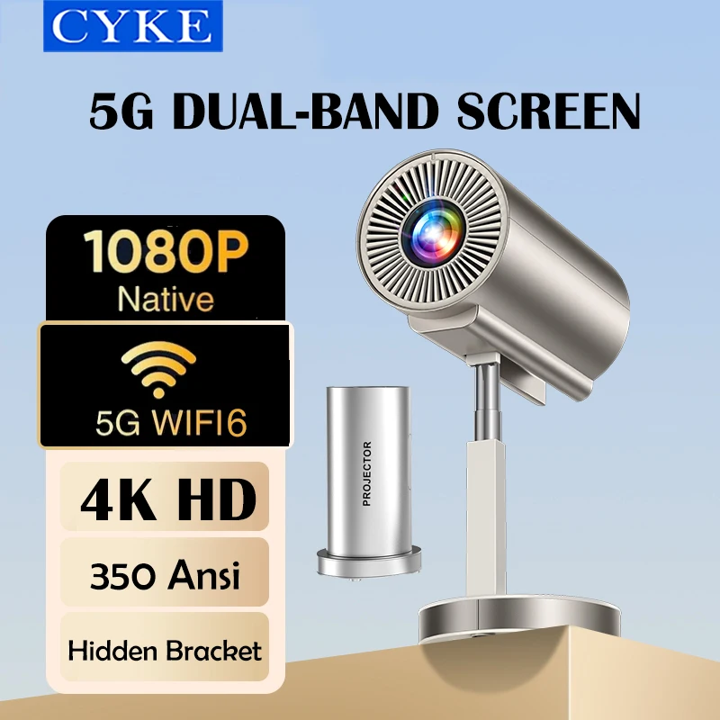 Мини видеопроектор CYKE Mini 1080P HD 4K Android Wi-Fi Bluetooth 3D объемный звук портативный