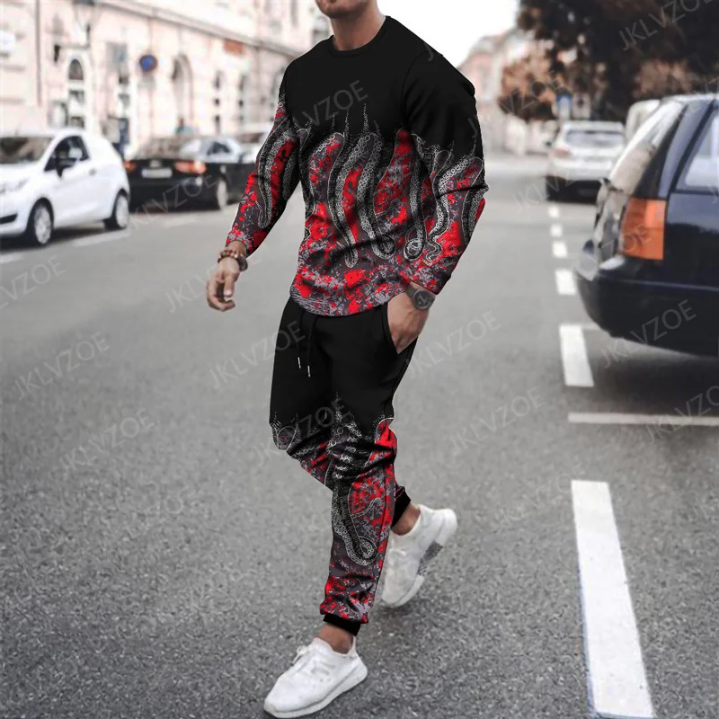 New Octopus Series Sets Sports Jogging Fashion T Shirt Tracksuit Suit 3D Printed Breathable Casual 2 Pcs Outfit Mens Summer 6XL