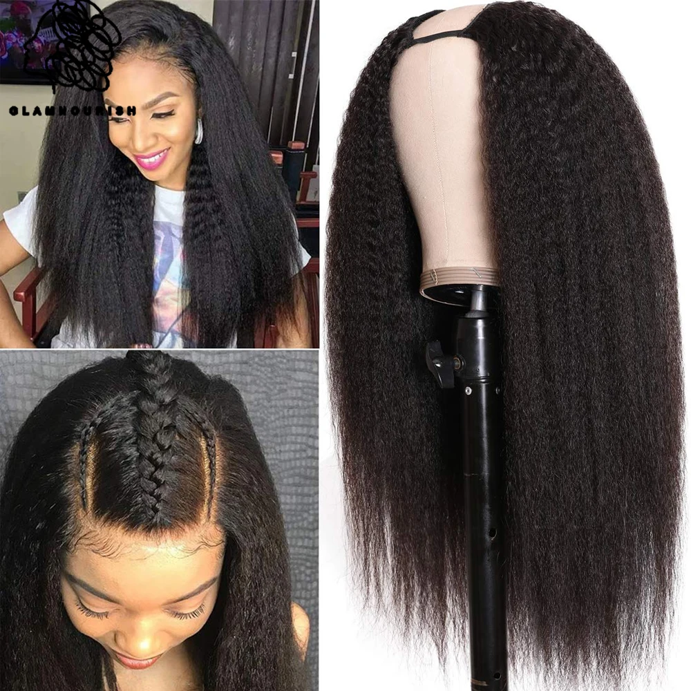 

Yaki Kinky Straight U Part Wigs Human Hair for Women Brazilian Remy Glueless Human Hair 150% Density Right / Left Side Part Wigs