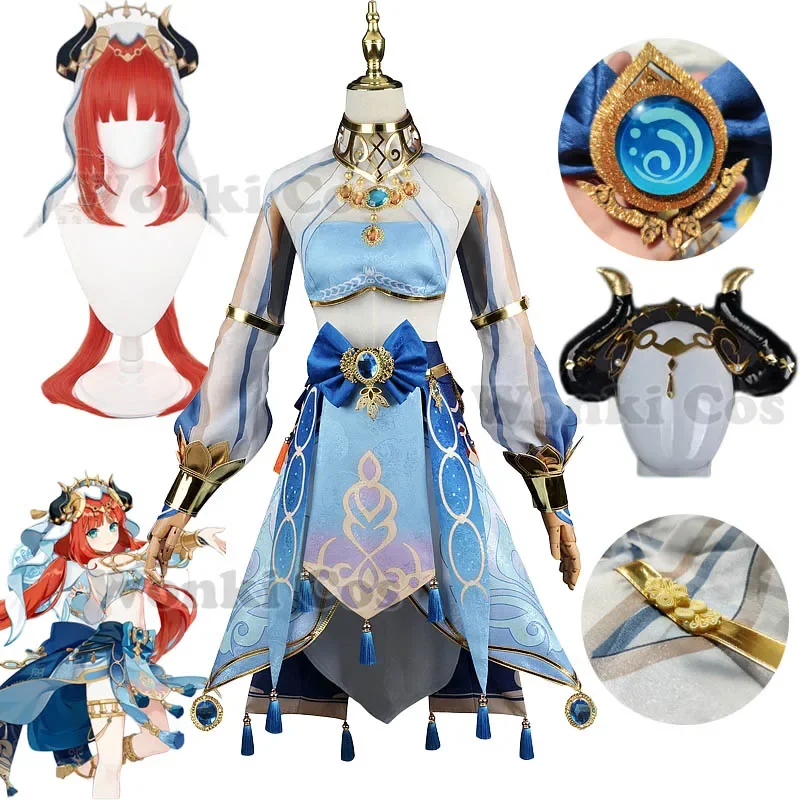 

Genshin Impact Nilou Cosplay Costume Dress Wig Red Women Dancer Dress Genshin Nilou Costumes