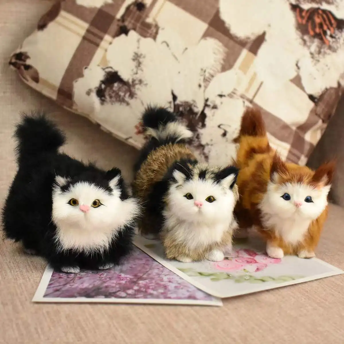 

Имитация плюшевой кошки, игрушки для детей, мягкие детские игрушки, подарок для детей на день рождения, кроличий мех, необработанная кукла