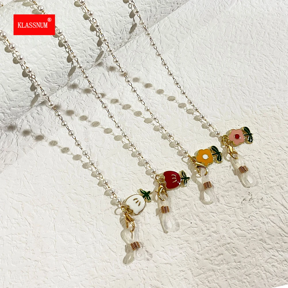 

Металлический тюльпан Жемчуг Солнцезащитные очки Цепочки для очков Женские милые очки с бисером Старинные цепочки для очков Ремешок 2022 Юве...