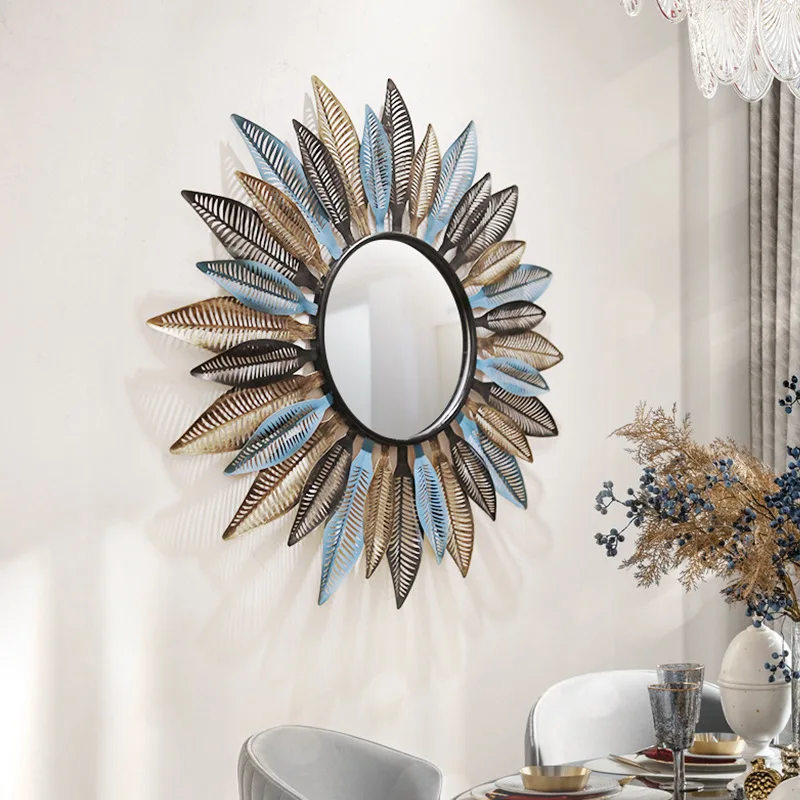 

Sunglasses Wall Hanging Restaurant Light Luxury Wall Dining Side Mirror Wrought Iron Decorative Mirror Background American Porch