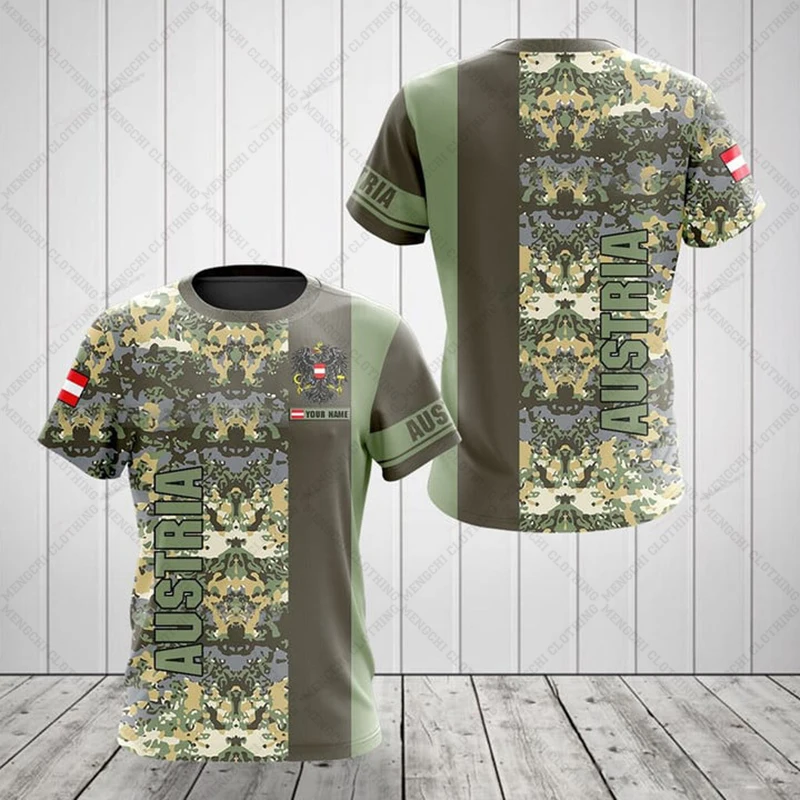 Футболки с графическим принтом флага Австрии и надписью на заказ, летние повседневные футболки с круглым вырезом, быстросохнущие, с коротким рукавом, свободные пуловеры (art.: 3920db299bb64) - 3920db299bb64