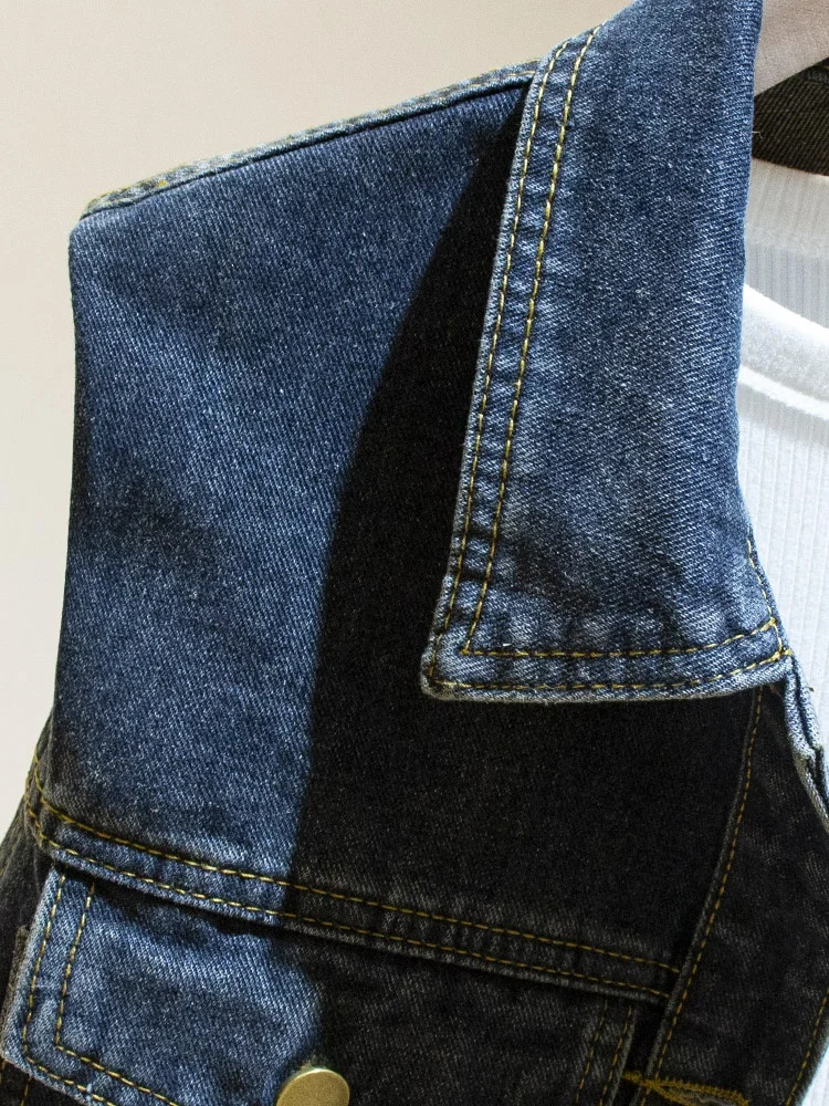 Гонконг Sle ретро джинсовый жилет женский 2024 осенний новый корейский свободный