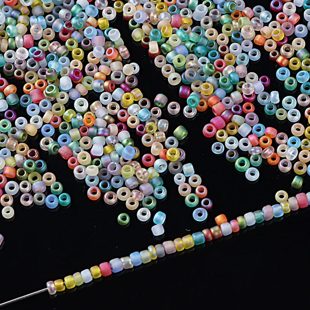 

Матовые стеклянные бусины, россыпью, для ожерелий, браслетов, аксессуаров «сделай сам», 450 г, 2 мм