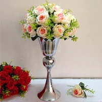 silver metal flower vase table centerpiece wedding decoration 38cm tall 10pcslot
