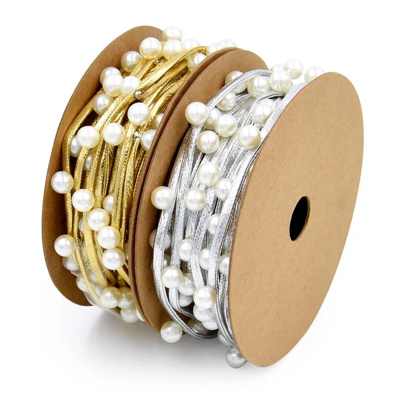 

3 Meters A Roll of New Leather Rope Inlaid Beads Decorative Belt Diy Gift Headgear Material Holiday Decoration Nailed Pearl Belt