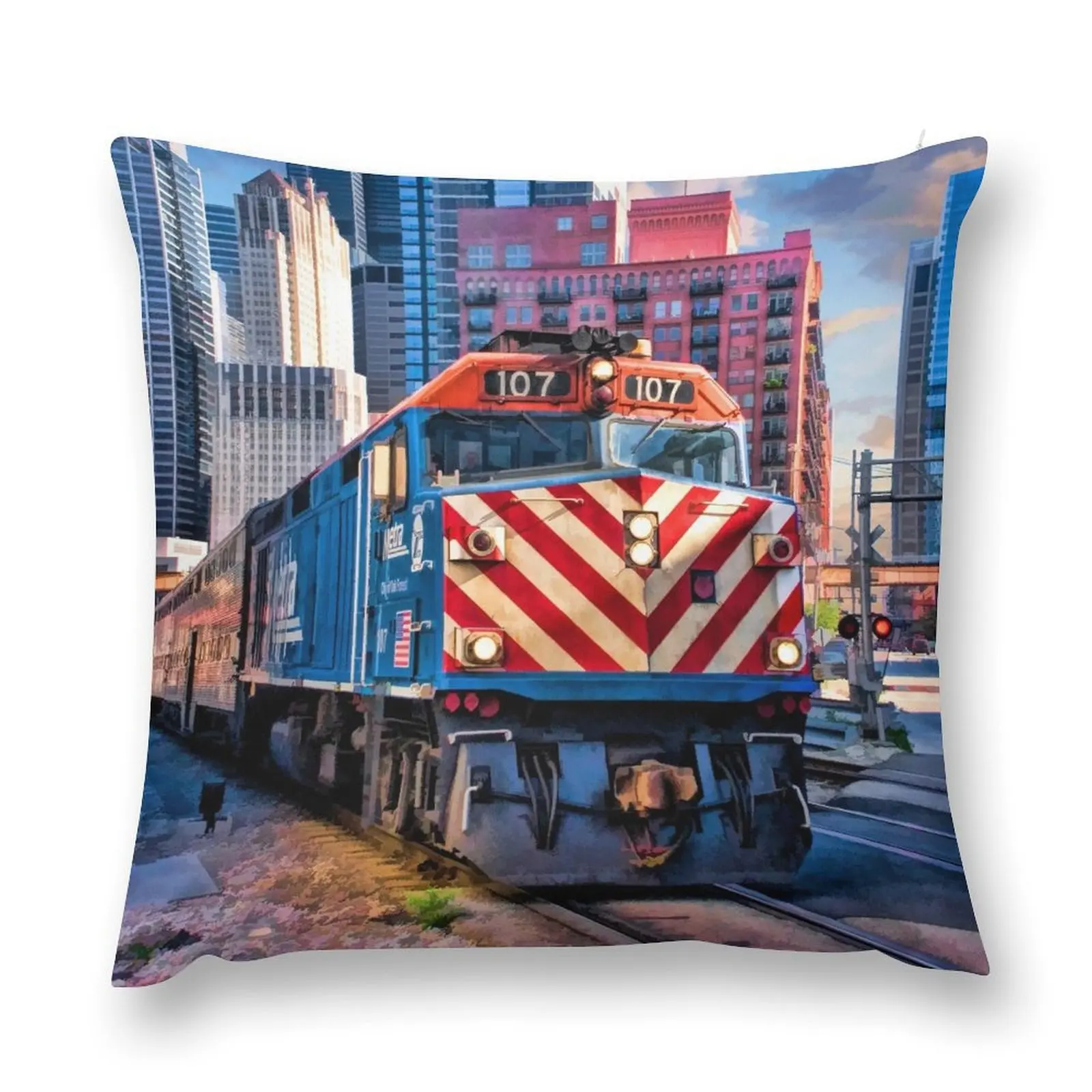 Наволочки для подушек с изображением поезда Чикаго метро