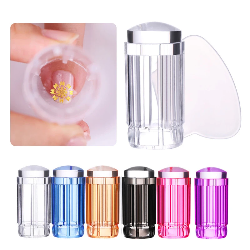 

1Set Easy Blossom Stamper Monocle French Nails Marble Jelly Print Silicone Transfer Scraper Nail Art Template Stamper YJ53014