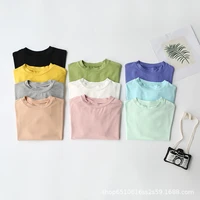 2022 summer new modal short sleeved boys and girls solid color bottoming shirt childrens top loose baby t shirt