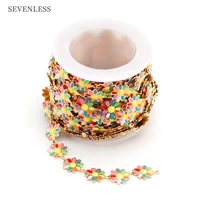 1m long stainless steel drop oil color enamel daisy chain high quality diy ladies bracelet necklace hand jewelry accessories