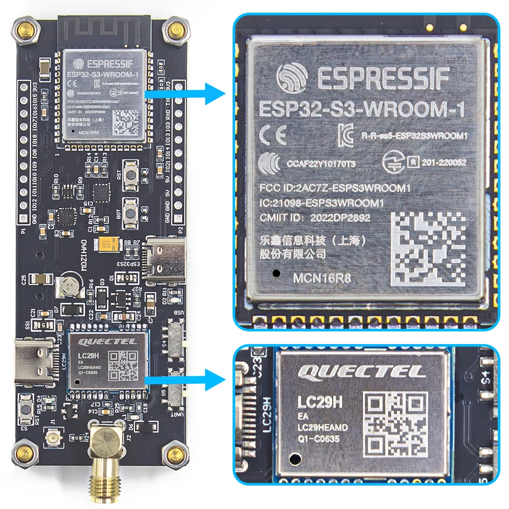 Фото Плата разработки ESP32S3 WIFI+BT BLE5.0 с двухдиапазонным GNSS-модулем Quectel LC29HEA LC29HDA LC29HBA LC29HBS LC29HAA L1 L5 RTK №2