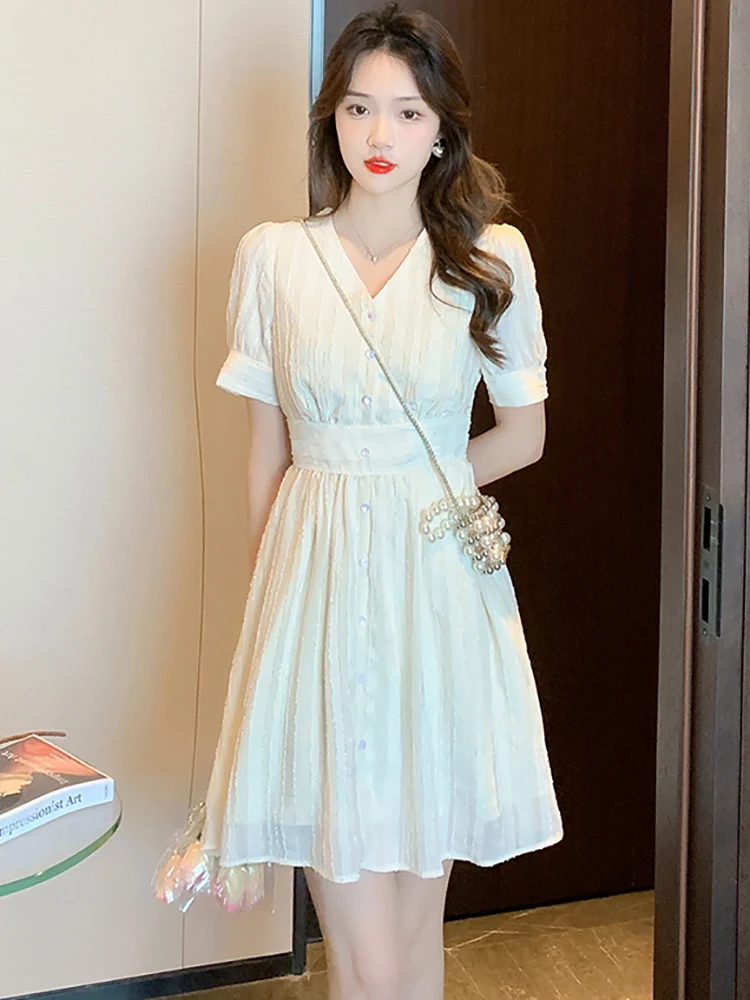 

Женское Повседневное платье с коротким рукавом, белое элегантное облегающее мини-платье с V-образным вырезом для выпускного вечера, лето 2022