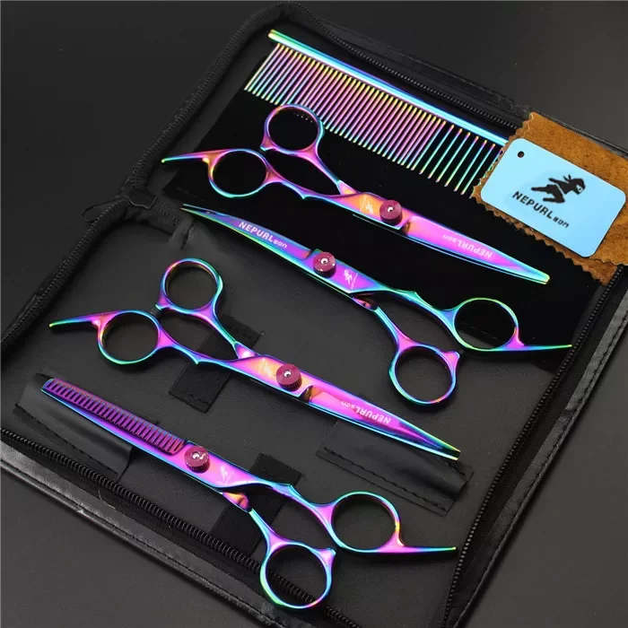 

6 inch color purple 4 suit pet scissors hair thinning pet grooming scissors