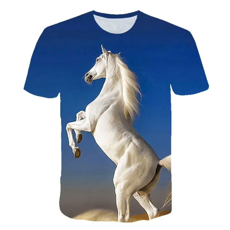 

Футболка мужская с 3D-принтом лошадей, модная повседневная рубашка в стиле Харадзюку, топ с коротким рукавом, спортивная одежда, лето