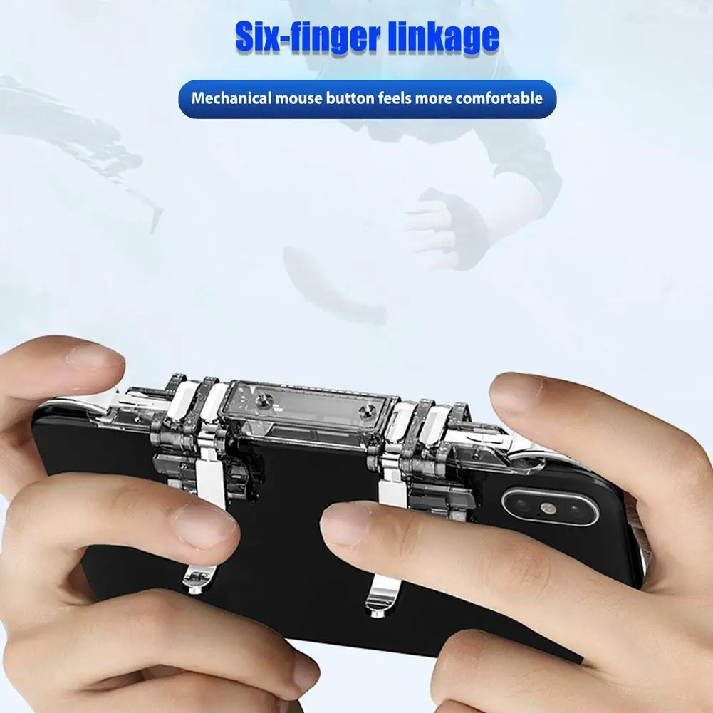 6 finger mobile controller l1 r1 phone gamepad trigger fire button aim key l1r1 shooter pubg controller for iphone ios android free global shipping