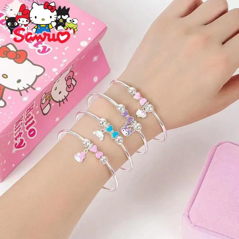 

Медный посеребренный браслет Sanrio Melody Kuromi Hello Kitty Cinnamoroll женский браслет ювелирные изделия для школьниц подарок для девушки