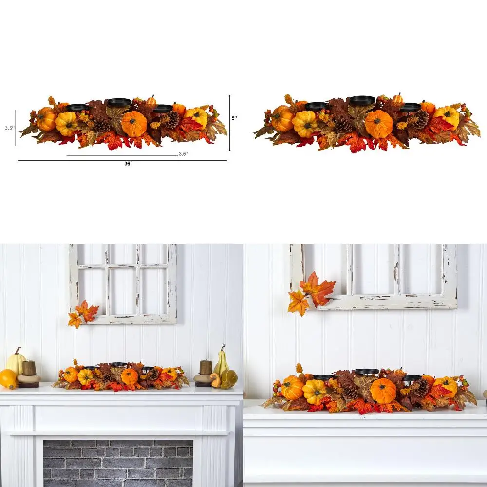 

Wreath Charming Artificial Flower Wreath of Fall Harvest with Pumpkin, Berries and Vibrant Maple Leaves for Autumn Decorations.