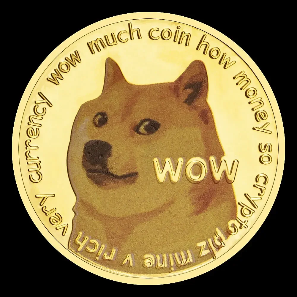 Dogecoin позолоченные крипто-сувениры монеты 40 мм WOW милые украшения для дома Doge