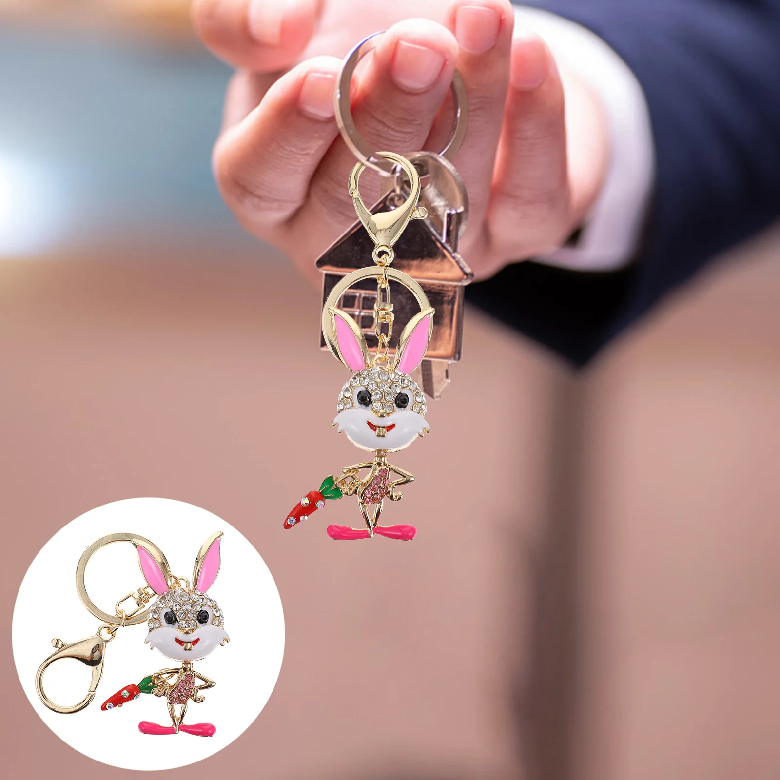 

Couple Keychain Women Key Fob Gifts Car Easter Keyring Car Gift Key Chain Suitcase Bag Hanging Charm Rabbit Pendant Keychain