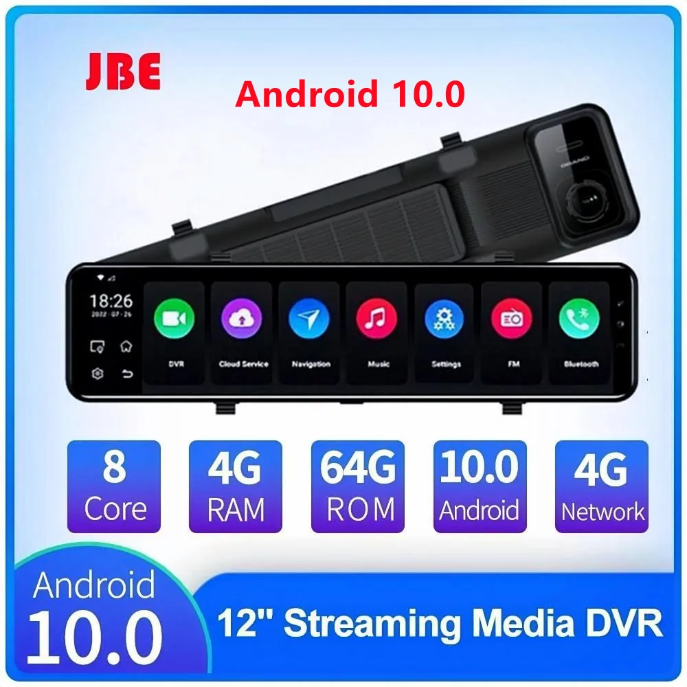 

4G+64G Android 10.0 12 Inch 4G Car Rearview Mirror Stream Media GPS Navi Dash Cam Dual 1080P Camera Car Dvr ADAS Super Night