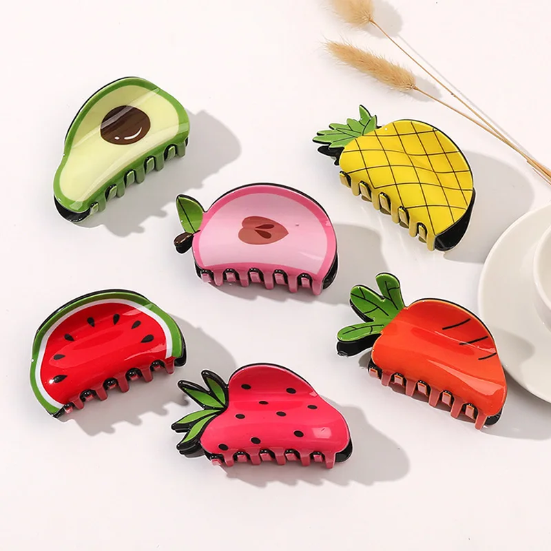 

Creative Fruit Shape Hair Claws Women Girls Acrylic Chic Barrettes Hair Accessories Large Avocado Crab Ponytail Clip Hairpins