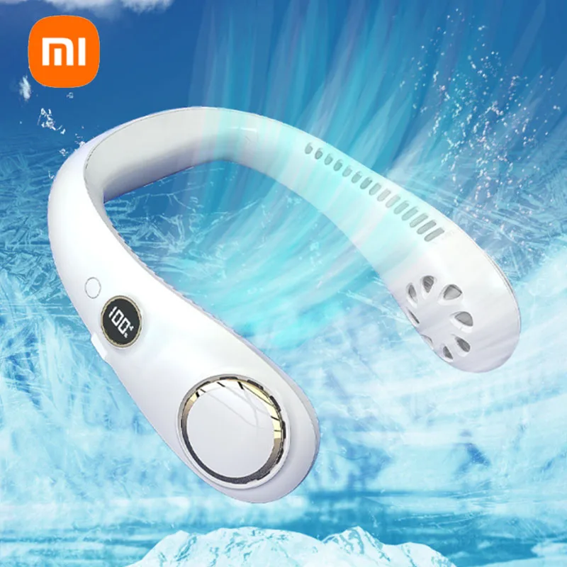 

2022 New Xiaomi Mini Neck Fan Portable Hanging Neck Sports Fans 4000mAh USB Bladeless Rechargeable Air Conditioner Cooling Fan