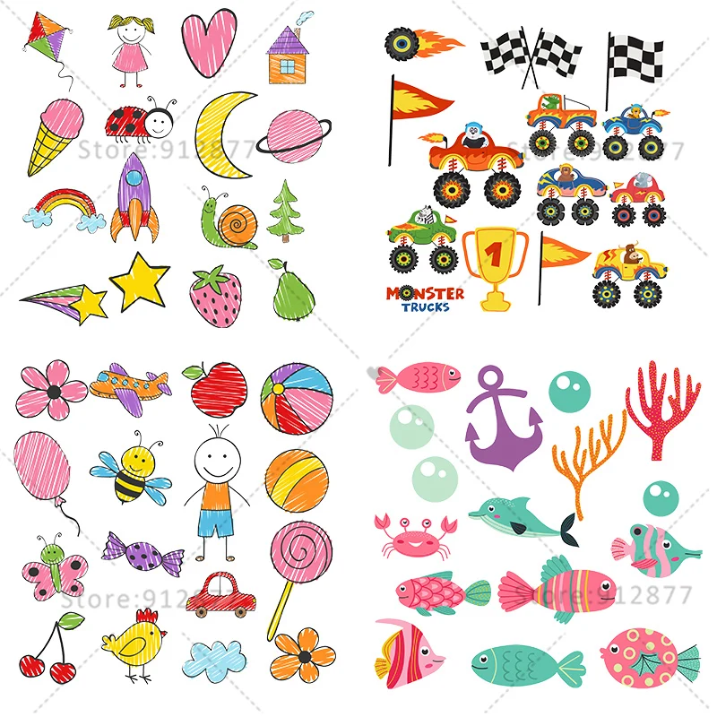 Детская рубашка сделай сам игрушки русалки автомобили морские животные забавные