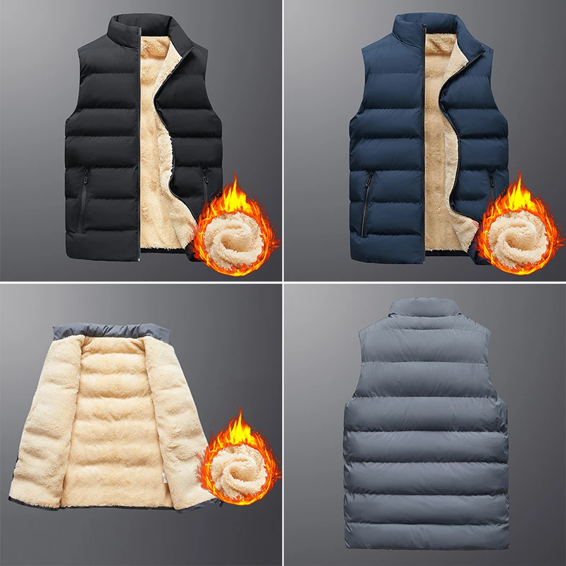 

Winter Puffer Padded Vest For Men Warm Jacket Waistcoat With Zipper Outwear Body Warmer Men Bomber Vest Warm Top Overcoat Male