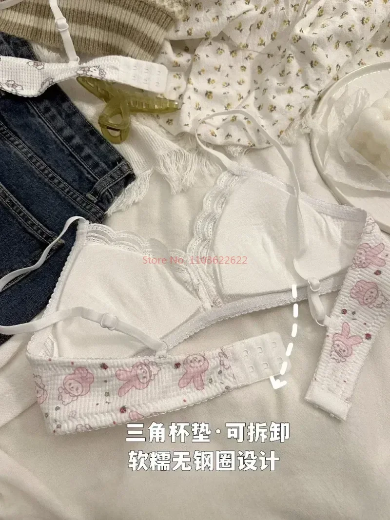 Женское нижнее белье с чашками и милым мультяшным бюстгальтером Y2k эстетичное