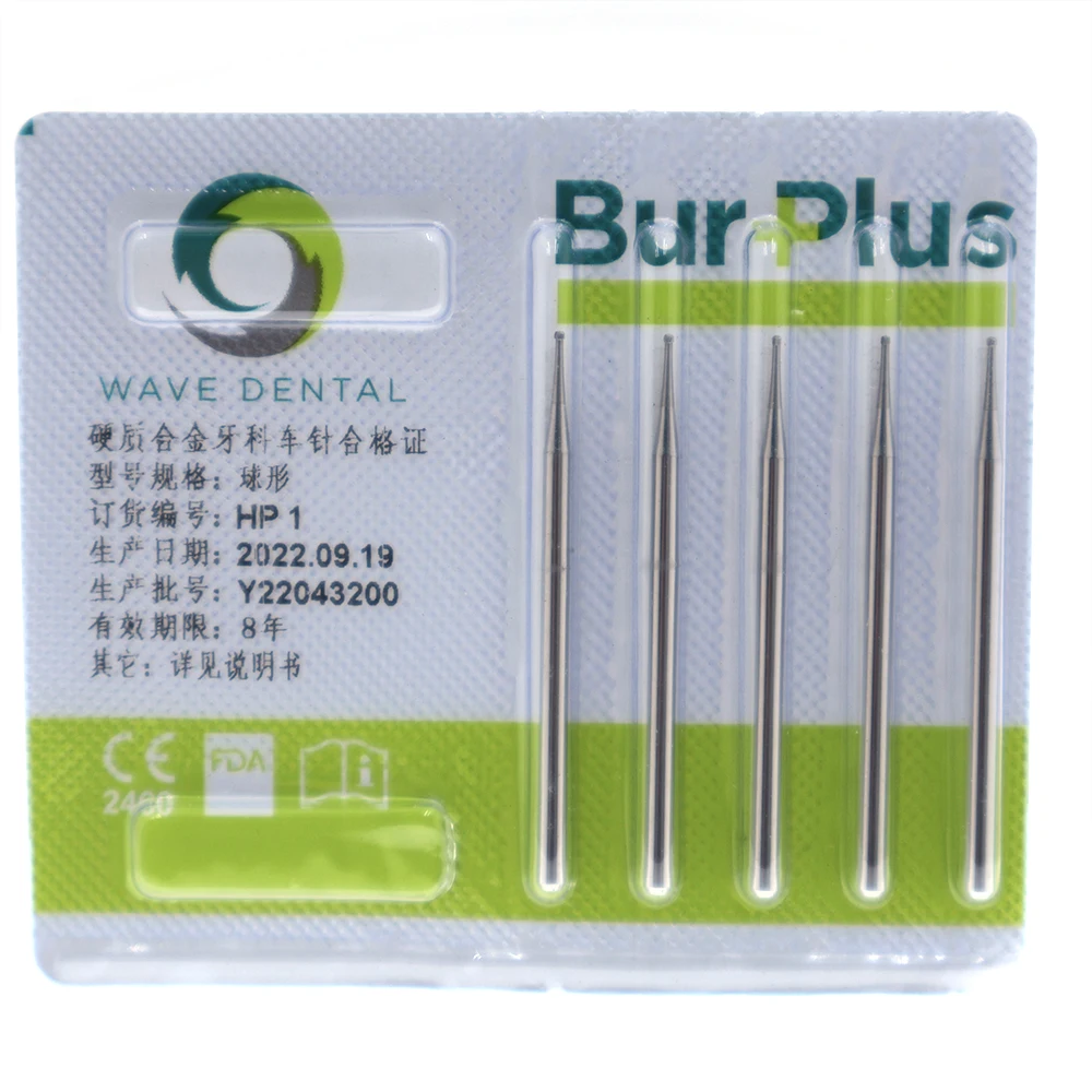 

10 Pcs WAVE Dental Tungsten Carbide Burs Straight Handpiece Round Drills HP1 - 10