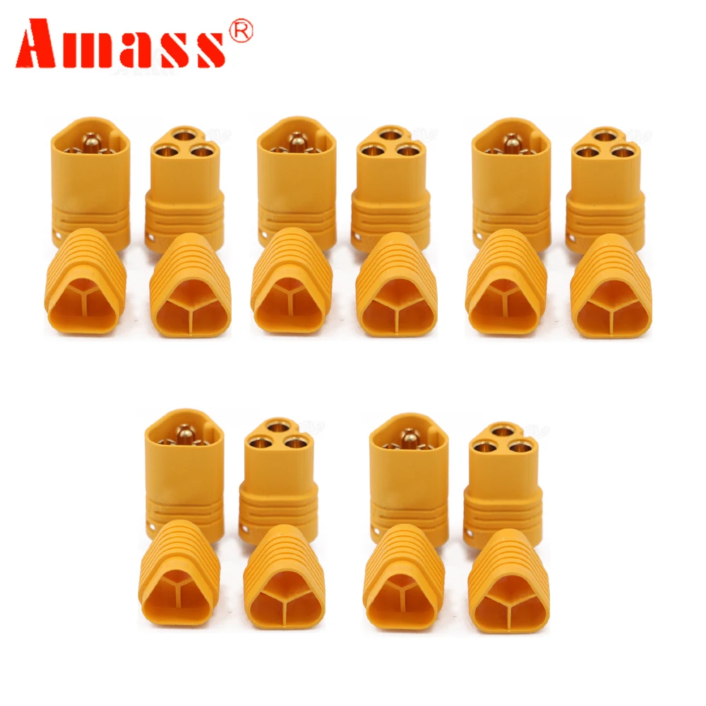 

5pair/lot AMASS MT60 3.5mm 3 pole Bullet Connector Plug with Sheath Set for RC Multicopter Quadcopter Airplane ESC Accessori