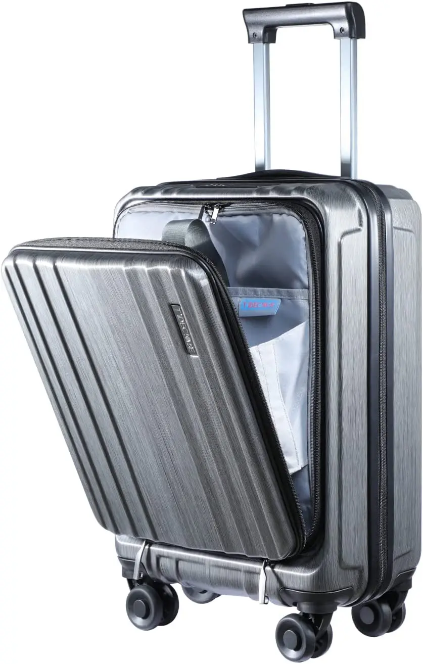 20 Inch With Front Compartment & Expandable  Abs+pc Tsa Approved Lock  Spinner Silent Wheels