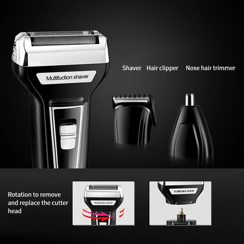 3In1 kit Electric Shaver Beard Trimmer Shaving Machine For Men Shaver Rechargeable Electric Razor Nose Hair Trimmer For Men enlarge