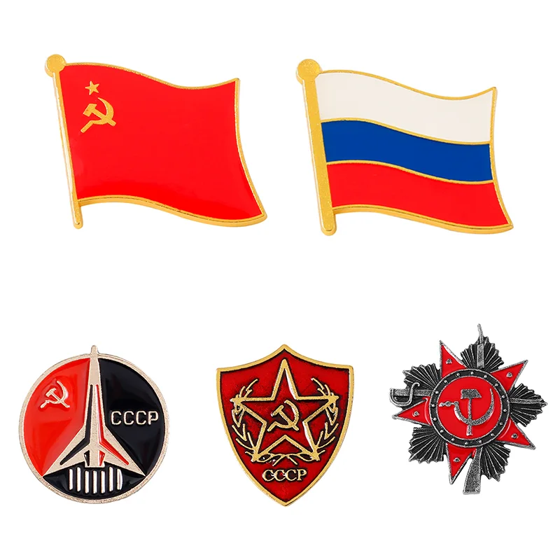 

Retro USSR Symbol Enamel Pin Russian Icon Badge Red Star Sickle Hammer Soviet CCCP Brooch Bag Hat Clothes Lapel Pin Jewelry Gift
