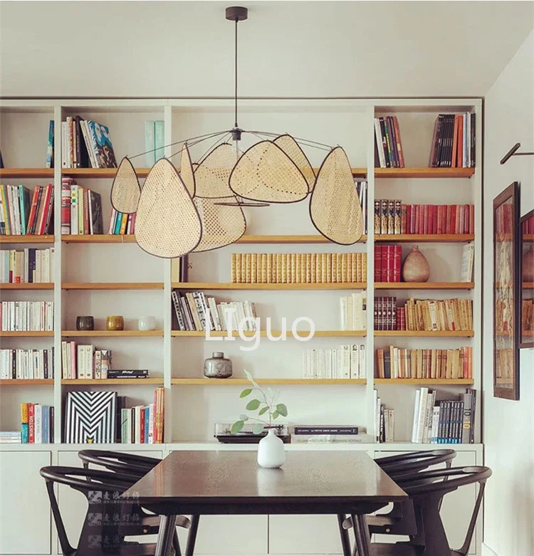 Плетеная Люстра для гостиной студии кухни деревянные бамбуковые лампы оттенки