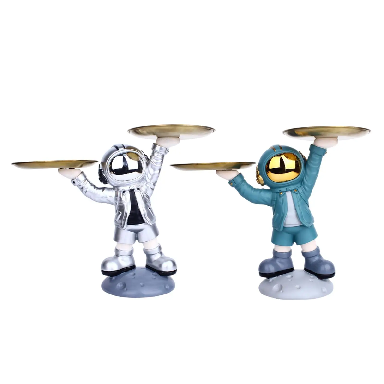 

Astronaut Holding Storage Tray Cute Spaceman Sculptures Resin Key Holder Jewelry Earrings Desk Organizer Porch Entryway Decor