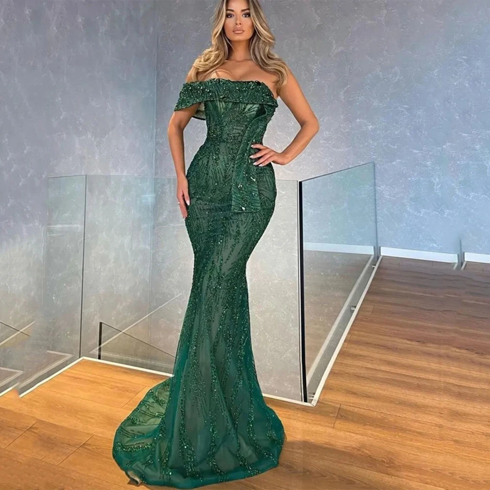 

Роскошные вечерние платья-русалки furtanсо стразами, кружевные платья для выпускного вечера, сделанные на заказ Элегантные вечерние платья бе...