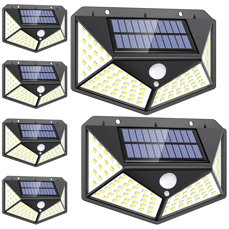 

Solar Lights Outdoor - Motion Sensor Security Lights 100LED, Solar Powered Wireless Fence Lights 3 Lighting Mode 6 Pack