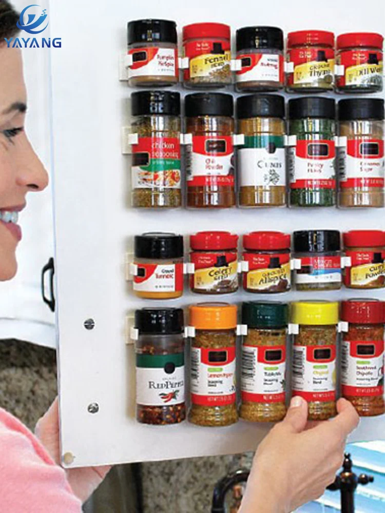 

4Pcs/Set Wall Mount Spice Rack Seasoning Bottle Holder Hanging Spice Jars Cabinet Clips Spice Storage Rack Kitchen Organizer