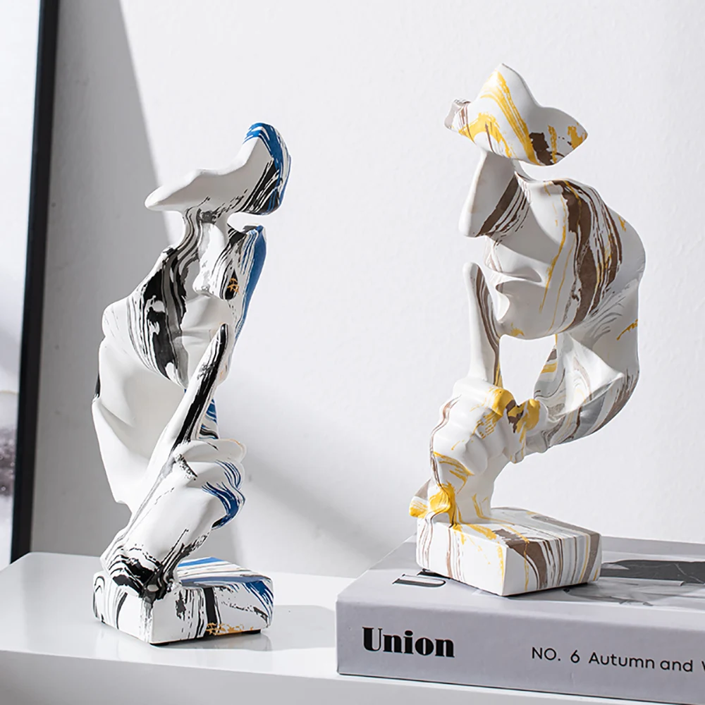 

Art Face Statue Abstract Resin Sculpture Nordic Figurines for Interior Home Decor Living Room Decoration Desk Accessories Gifts