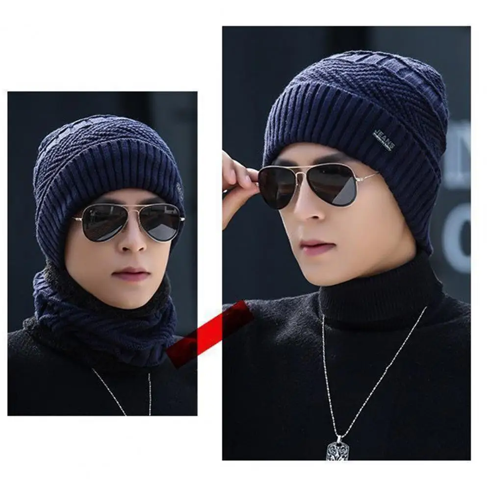 

Outdoor Beanie Scarf Set Solid Color Two Piece Set Keep Warm Anti-shrink Winter Beanie Scarf Set Hat Scarf Set for Skiing