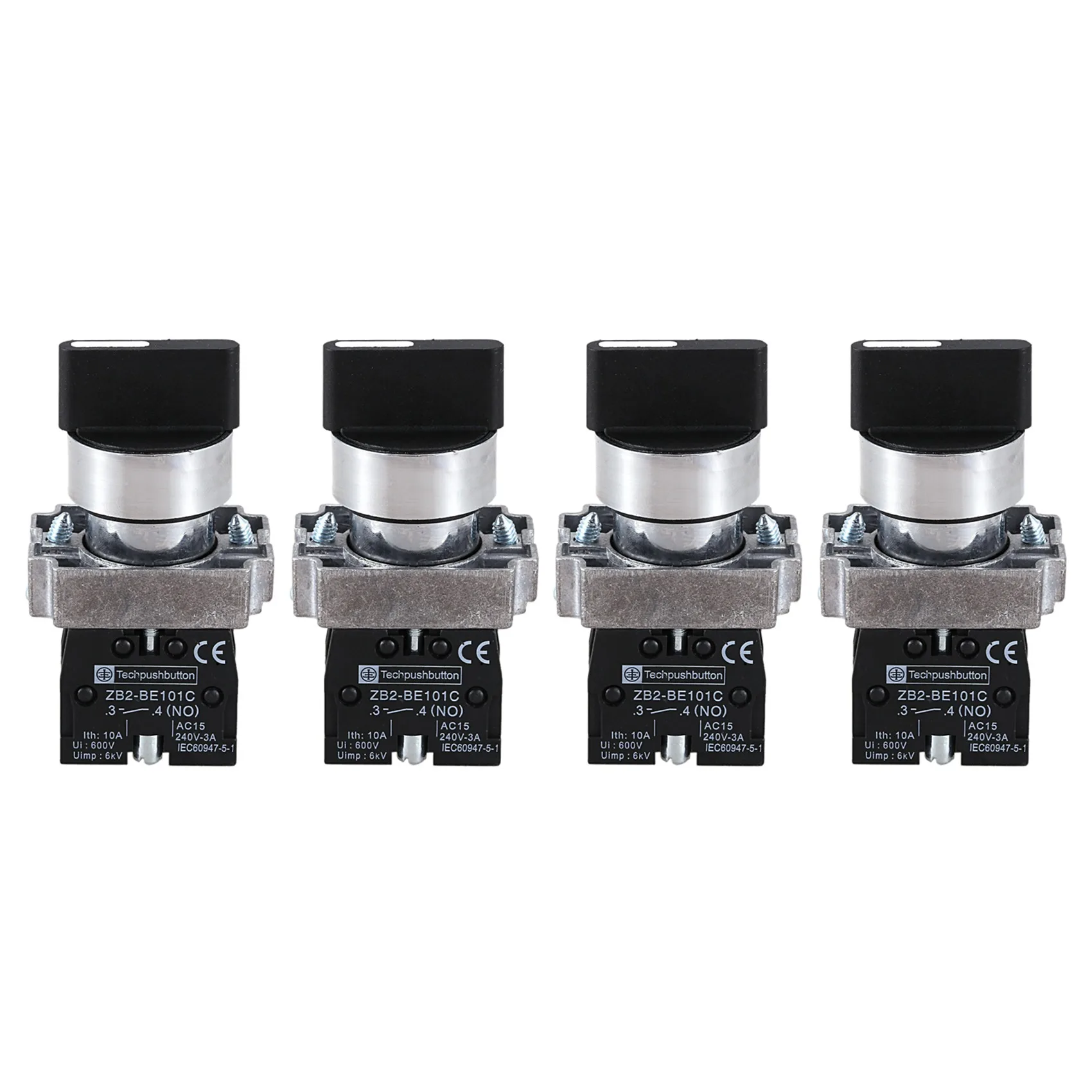 

4X 22mm Latching 2 NO 3-Position Rotary Selector Select Switch ZB2-BE101C Black