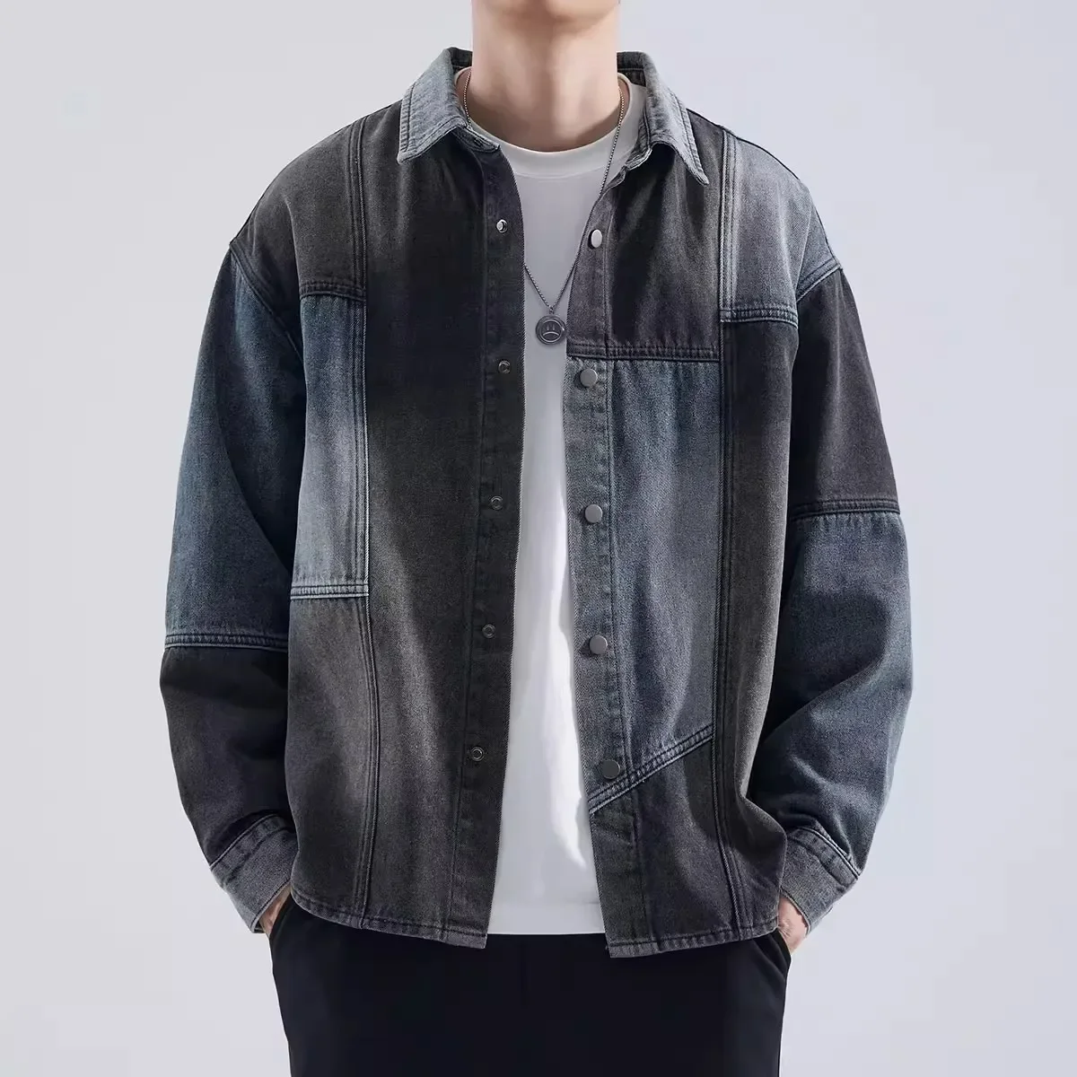 Винтажная джинсовая куртка в американском стиле для мужчин модная стирка
